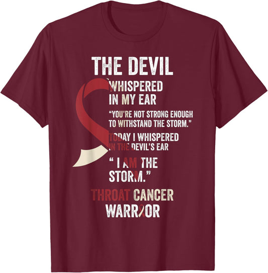The Devil- Throat Cancer Awareness Supporter Ribbon T-Shirt - T-Shirt | Maroon