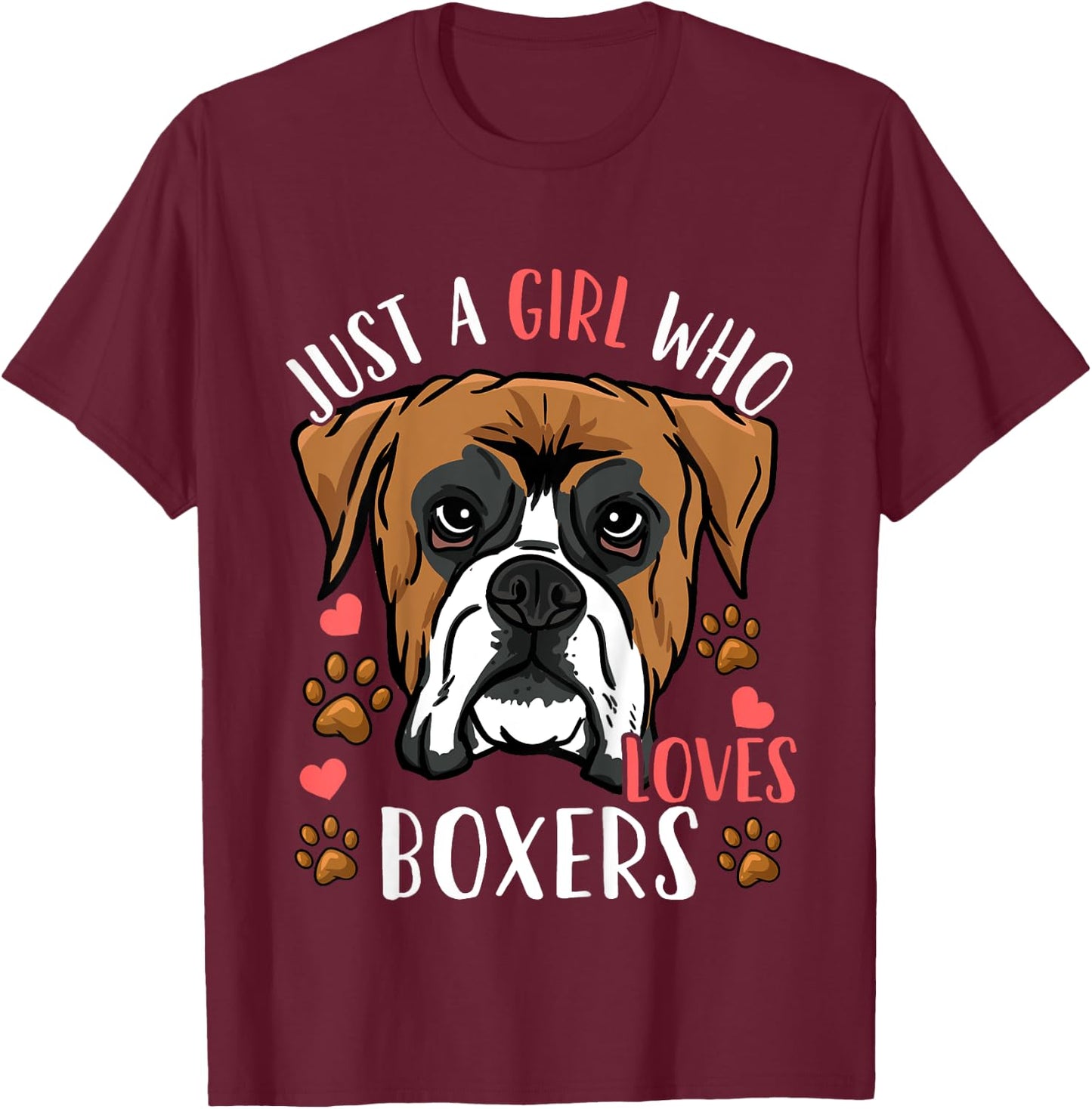 Kids Boxer Dog Just A Girl Who Loves Boxers Gift T-Shirt - T-Shirt | Maroon