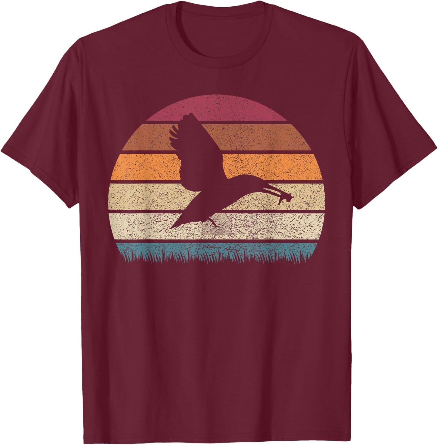 Vintage Retro Sunset Kingfisher Bird Lover Distressed Gift T-Shirt - T-Shirt | Maroon