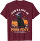 God's Love Is Purr-fect Witch Black Cat Pumpkin Flowers T-Shirt - T-Shirt | Maroon