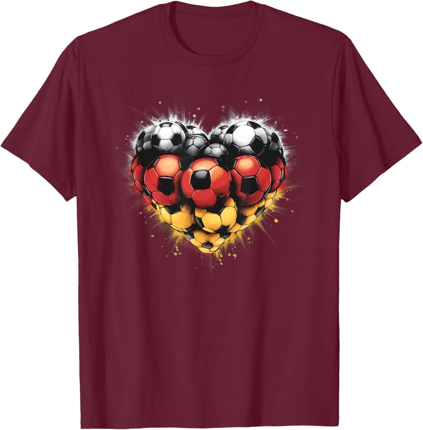 Deutschland Flagge - Herz aus Leidenschaft für Deutschland T-Shirt - T-Shirt | Maroon
