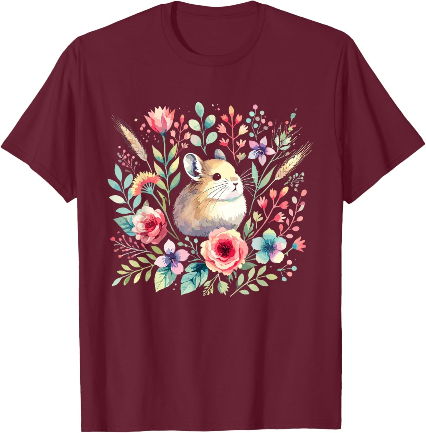 Adorable American Pika Habitat And Conservation Design T-Shirt - T-Shirt | Maroon