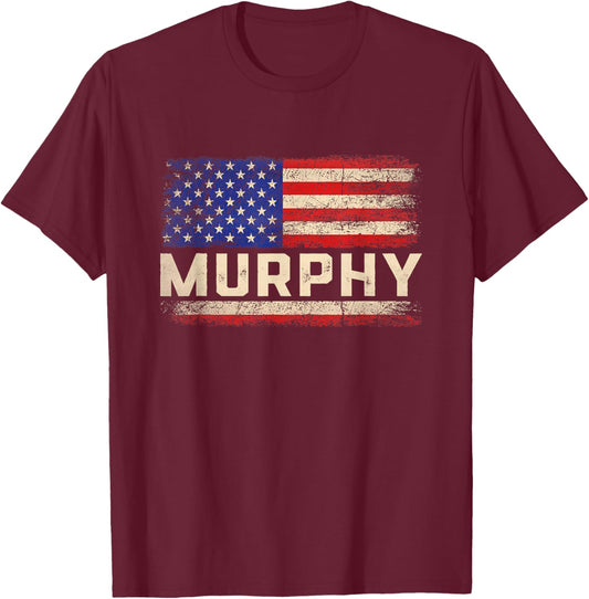 Murphy Last Name Shirt Murphy Name American Flag T-Shirt - T-Shirt | Maroon