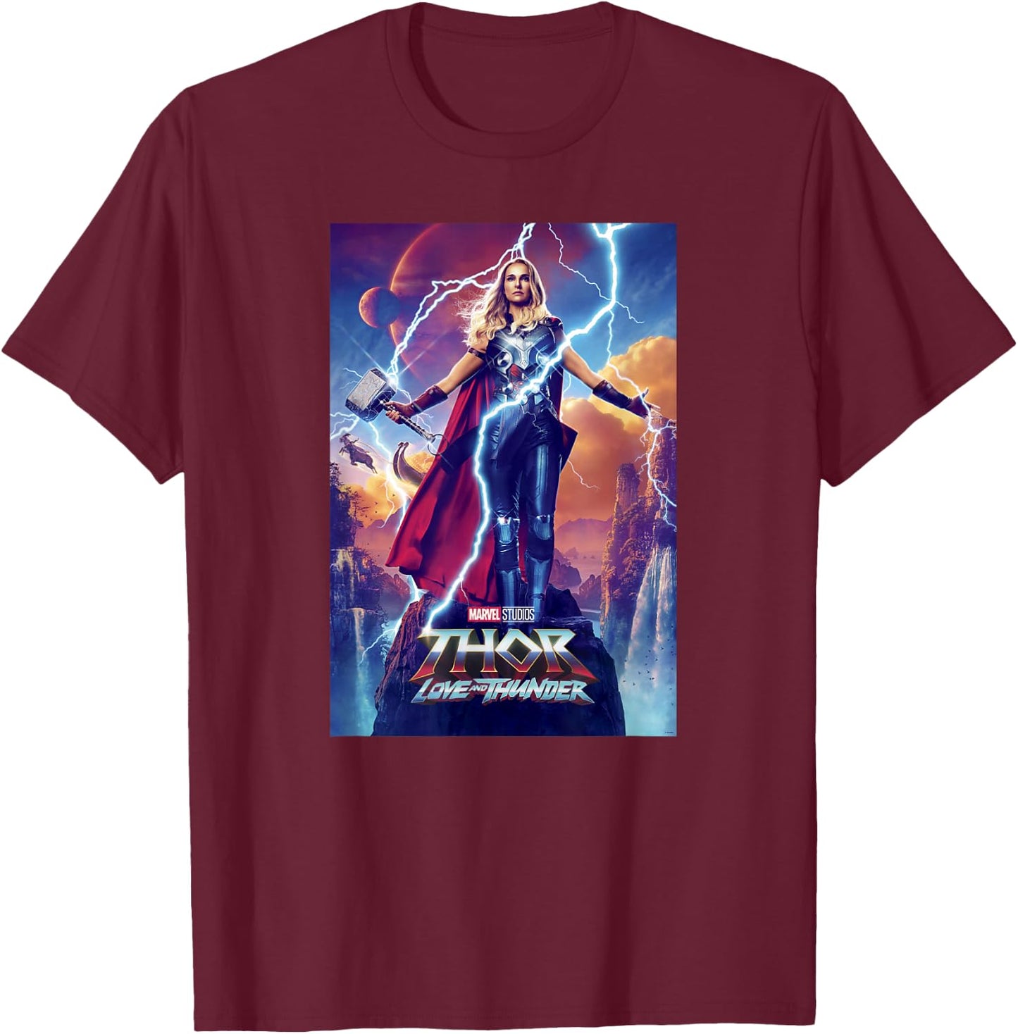 Marvel Thor: Love and Thunder Lady Thor Poster T-Shirt - T-Shirt | Maroon