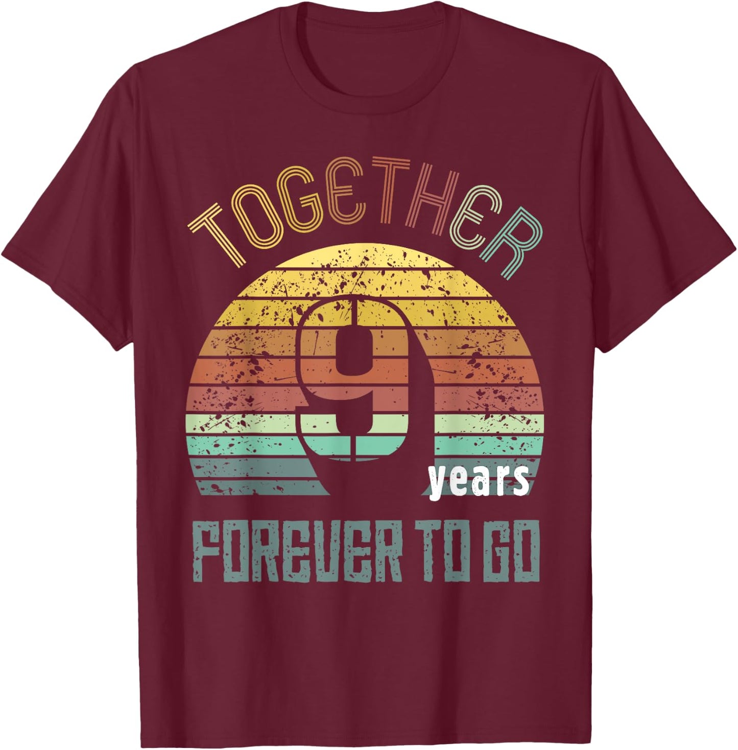 Nine Years Wedding Anniversary Gifts For Couple Matching 9th T-Shirt - T-Shirt | Maroon