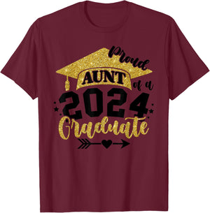 Proud Aunt of a Class of 2024 Graduate Senior Graduation T-Shirt - T-Shirt | Maroon