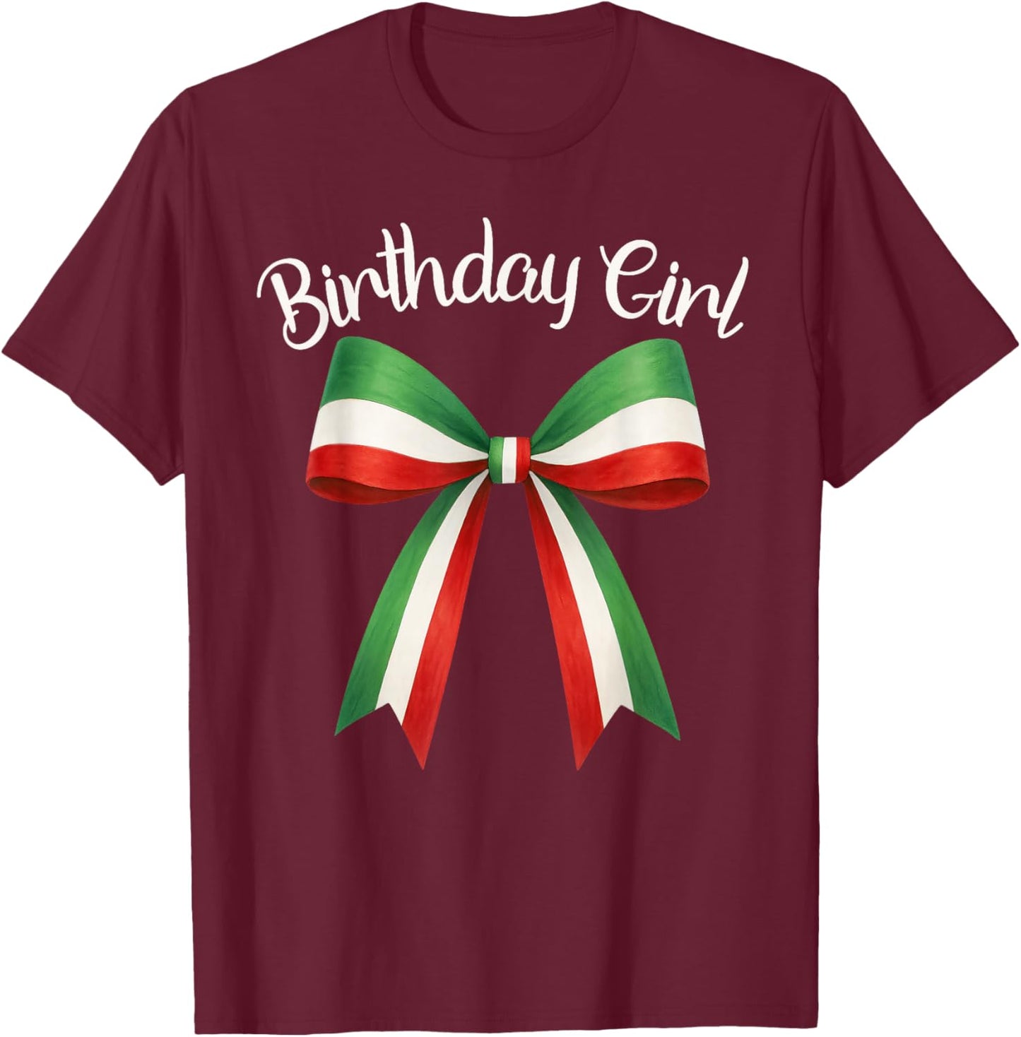 Italian Birthday Girl Cute Italia Coquette Bow Birthday Girl T-Shirt - T-Shirt | Maroon