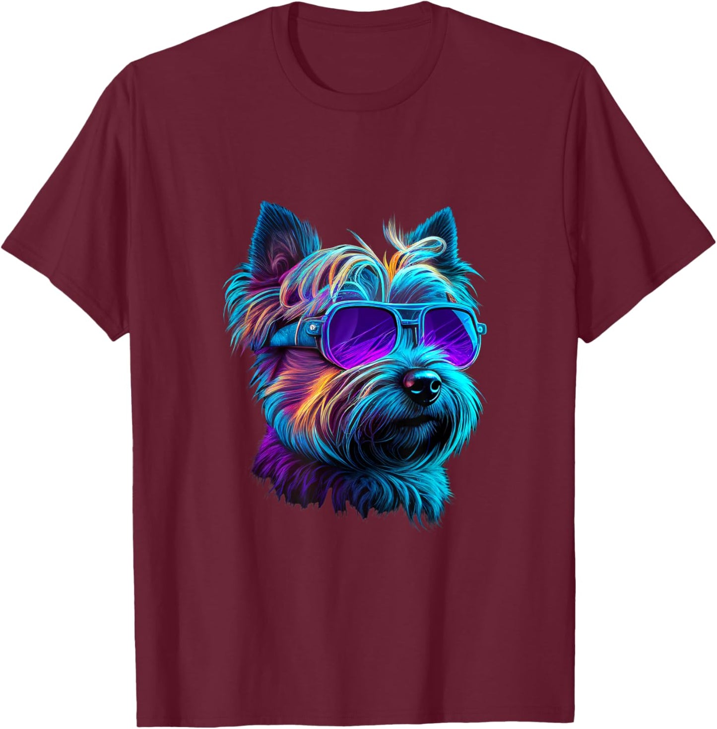 Abstract Cairn Terrier Dog Lovers Retro Multicolor Cartoon Cairn Terrier Dogs Cairn Terriers T-Shirt - T-Shirt | Maroon
