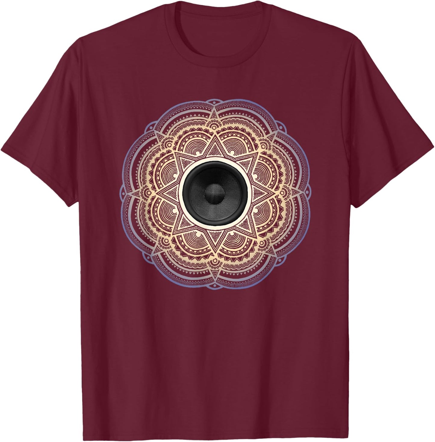 Subwoofer Mandala - Music T-Shirt - T-Shirt | Maroon