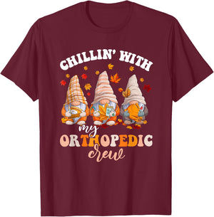 Chillin' With My Gnomies Orthopedic Fall Vibes Autumn Season T-Shirt - T-Shirt | Maroon