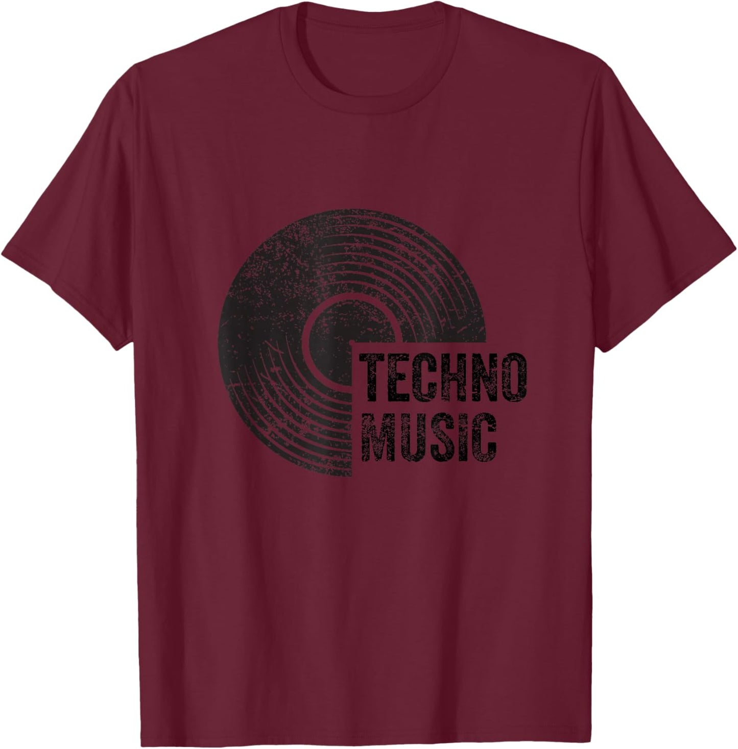 Vintage Techno Musikhemd aus Vinyl, Partyoutfit T-Shirt - T-Shirt | Maroon