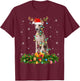 Xmas Holiday Reindeer Santa Italian Greyhound Dog Christmas T-Shirt - T-Shirt | Maroon
