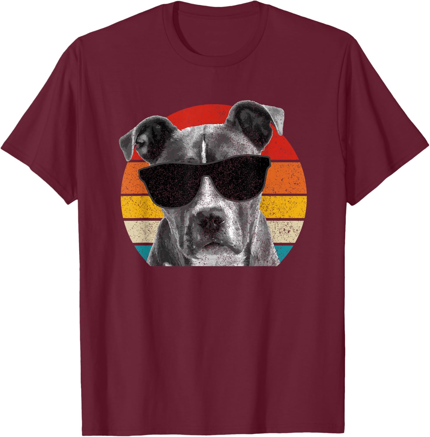 Pitbull Vintage Sunglasses Funny Pittie Dog Pitbull Owner T-Shirt - T-Shirt | Maroon