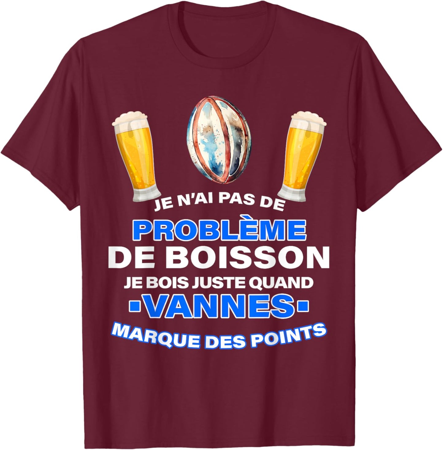 Valves Rugby Fans Aperitif Beer Spirit Club Humour , Black, S T-Shirt - T-Shirt | Maroon