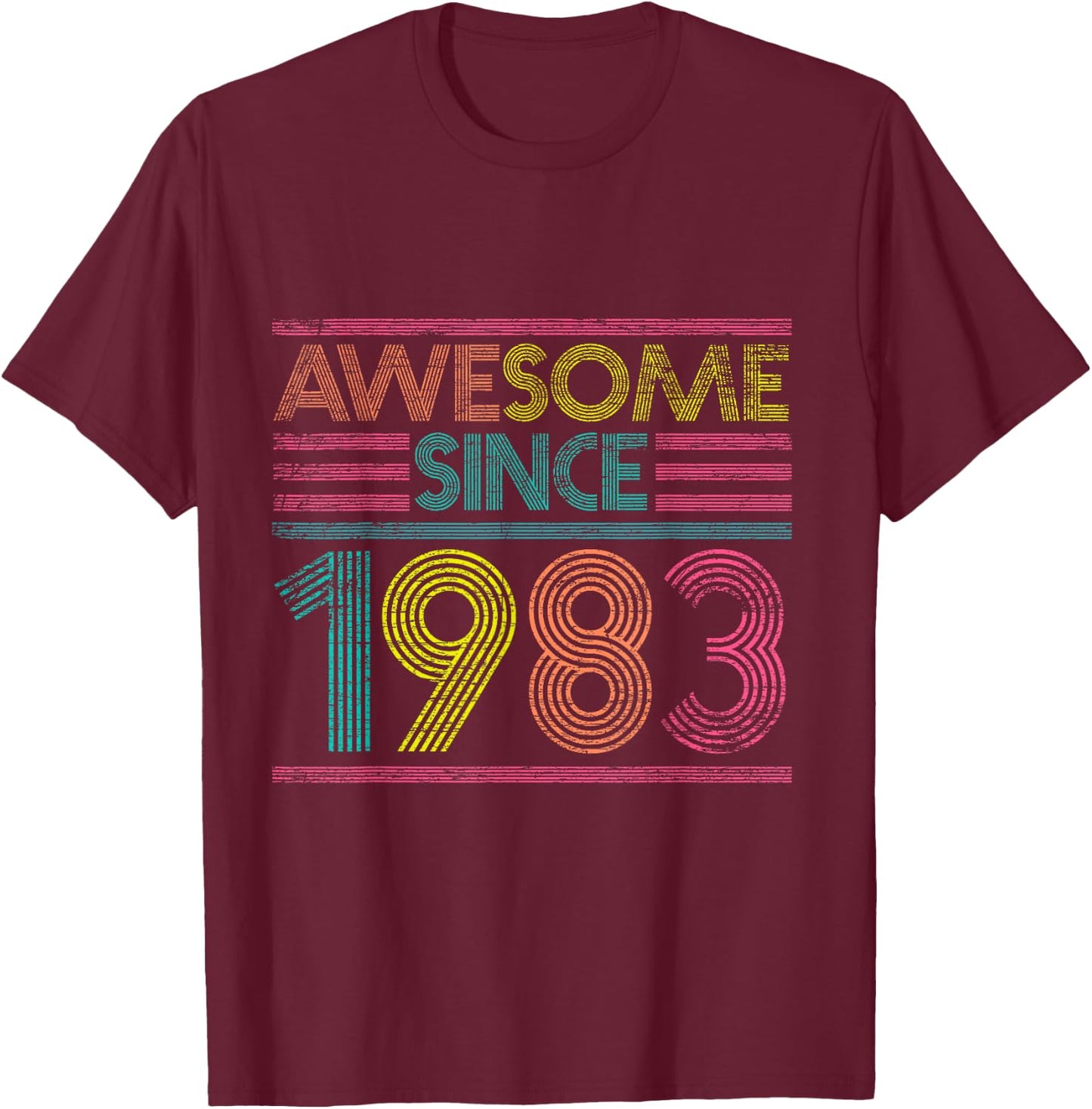 Awesome Since 1983 42nd Birthday Gifts 42 Years Old T-Shirt - T-Shirt | Maroon