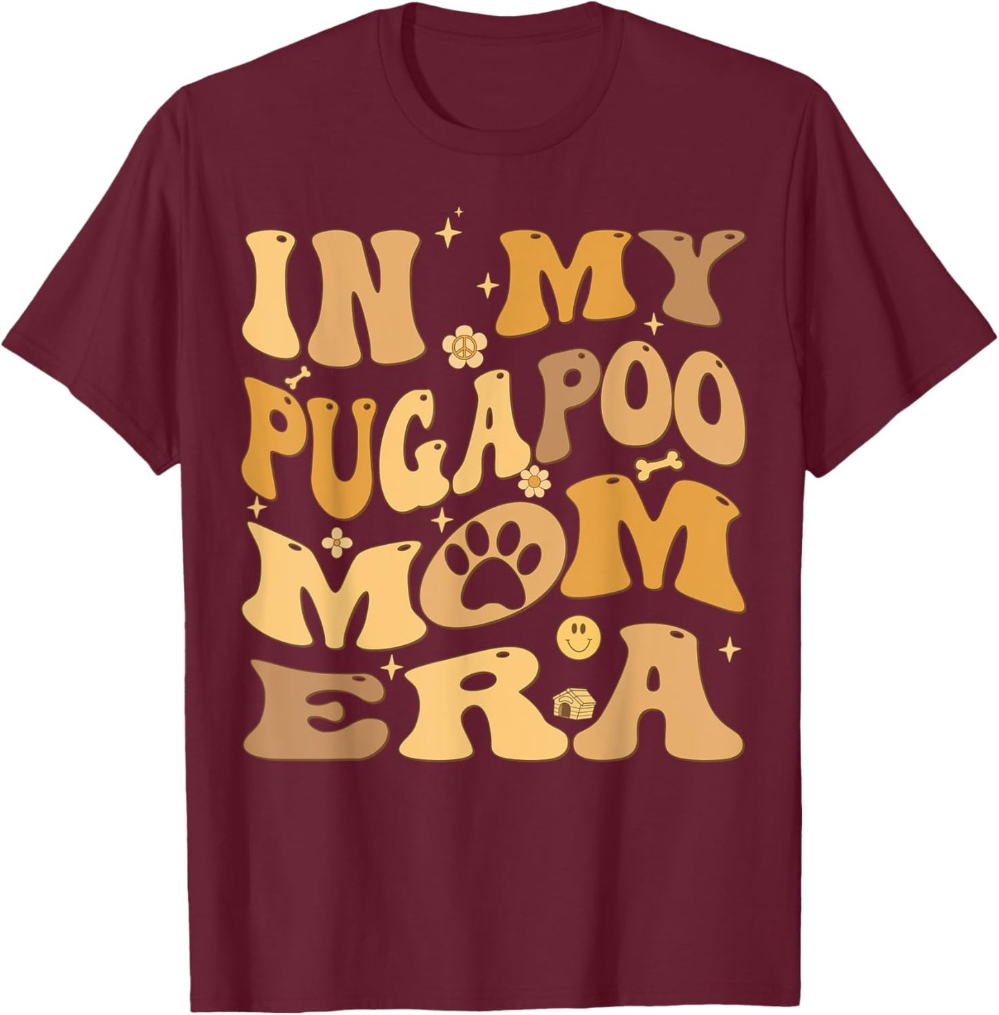 In My Pugapoo Mom Era Groovy Pugoodle Dog Women Kids T-Shirt - T-Shirt | Maroon