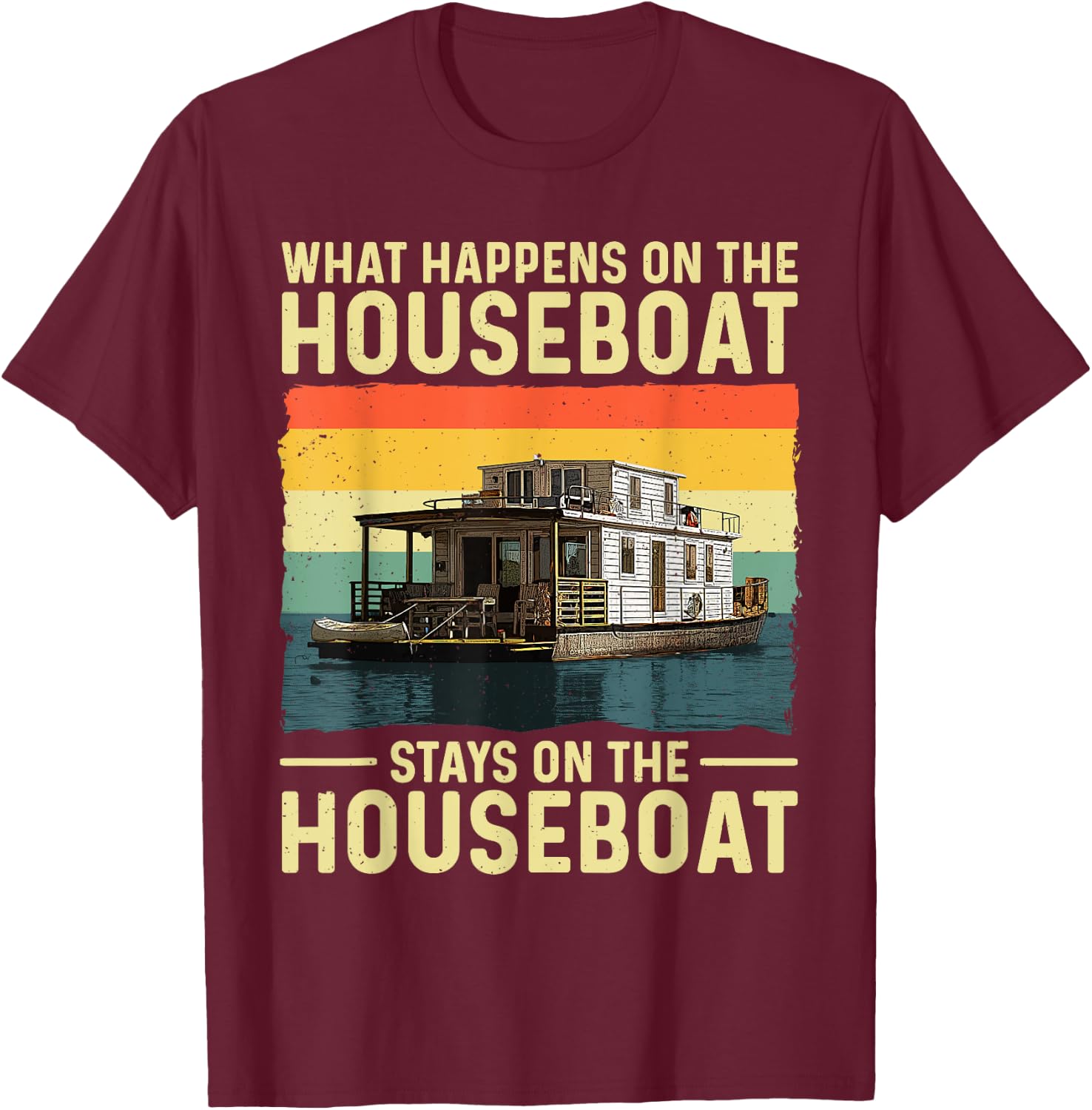 Houseboat Design Women House Boat Captain Houseboat T-Shirt - T-Shirt | Maroon