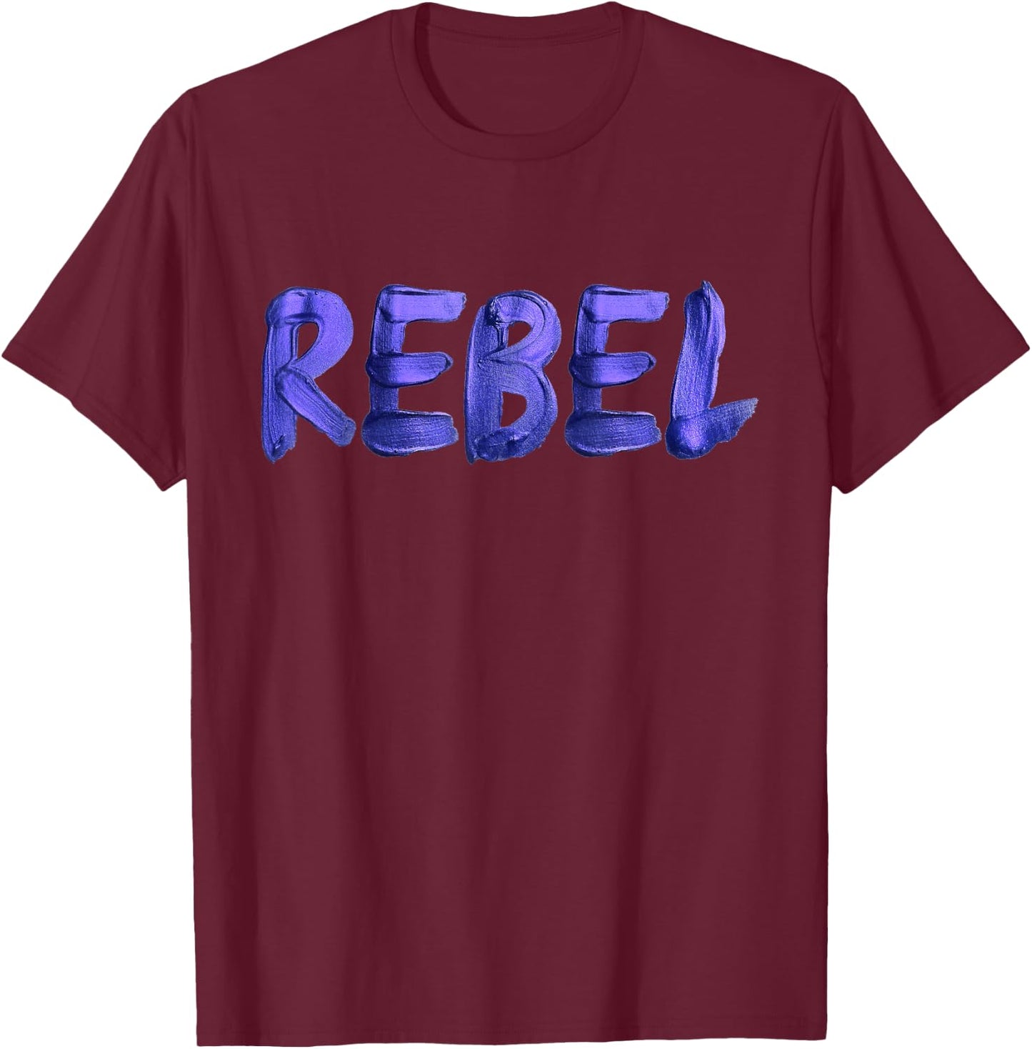 Rebell Rocker Painted Letters Design Graphic Women Men T-Shirt - T-Shirt | Maroon