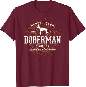 Retro Doberman Pinscher Vintage T-Shirt - T-Shirt | Maroon
