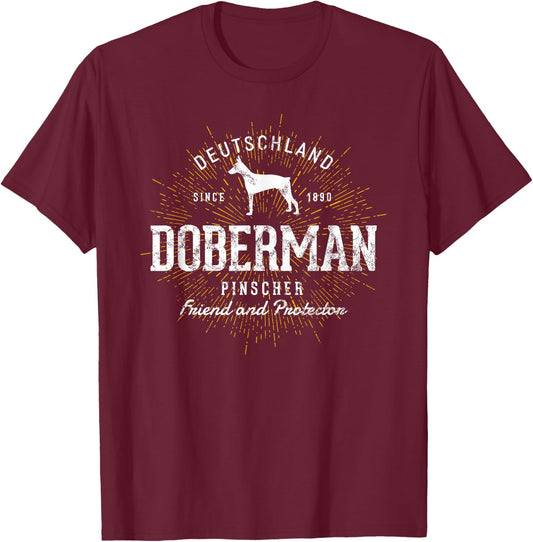 Retro Doberman Pinscher Vintage T-Shirt - T-Shirt | Maroon