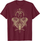 Floral Moth Butterfly Flower Celestial Geometry T-Shirt - T-Shirt | Maroon