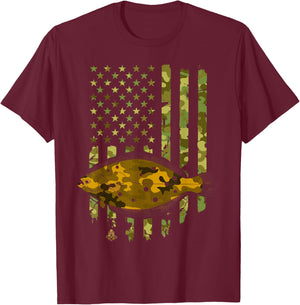 Flatfish Fishing Plaice Halibut American Flag Camouflage T-Shirt - T-Shirt | Maroon