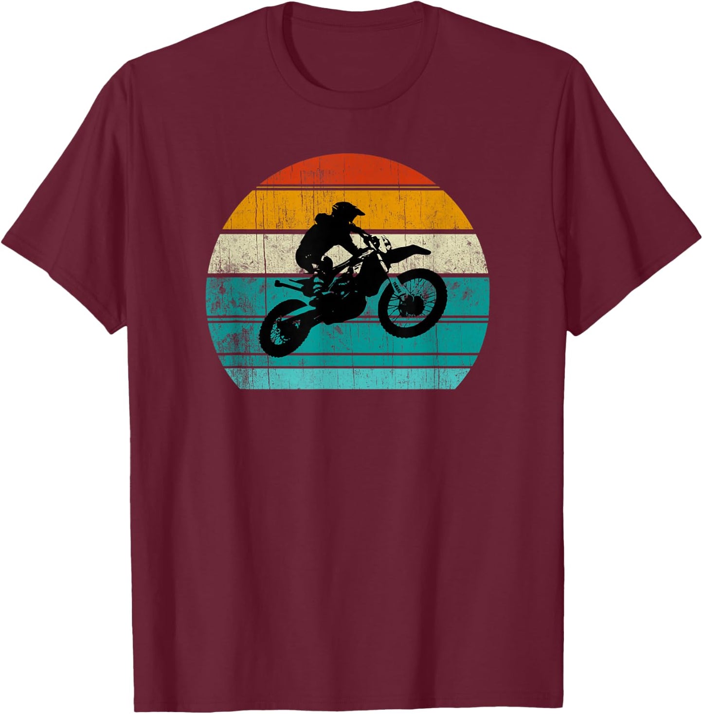 Dirt Bike Motocross Motorcycle Vintage Retro Boys Men T-Shirt - T-Shirt | Maroon