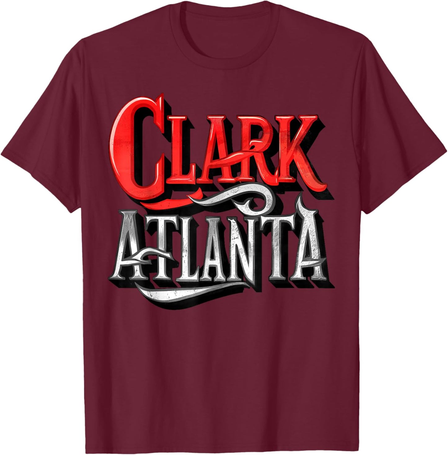 Vintage Clark & Atlanta Varsity Style T-Shirt - T-Shirt | Maroon