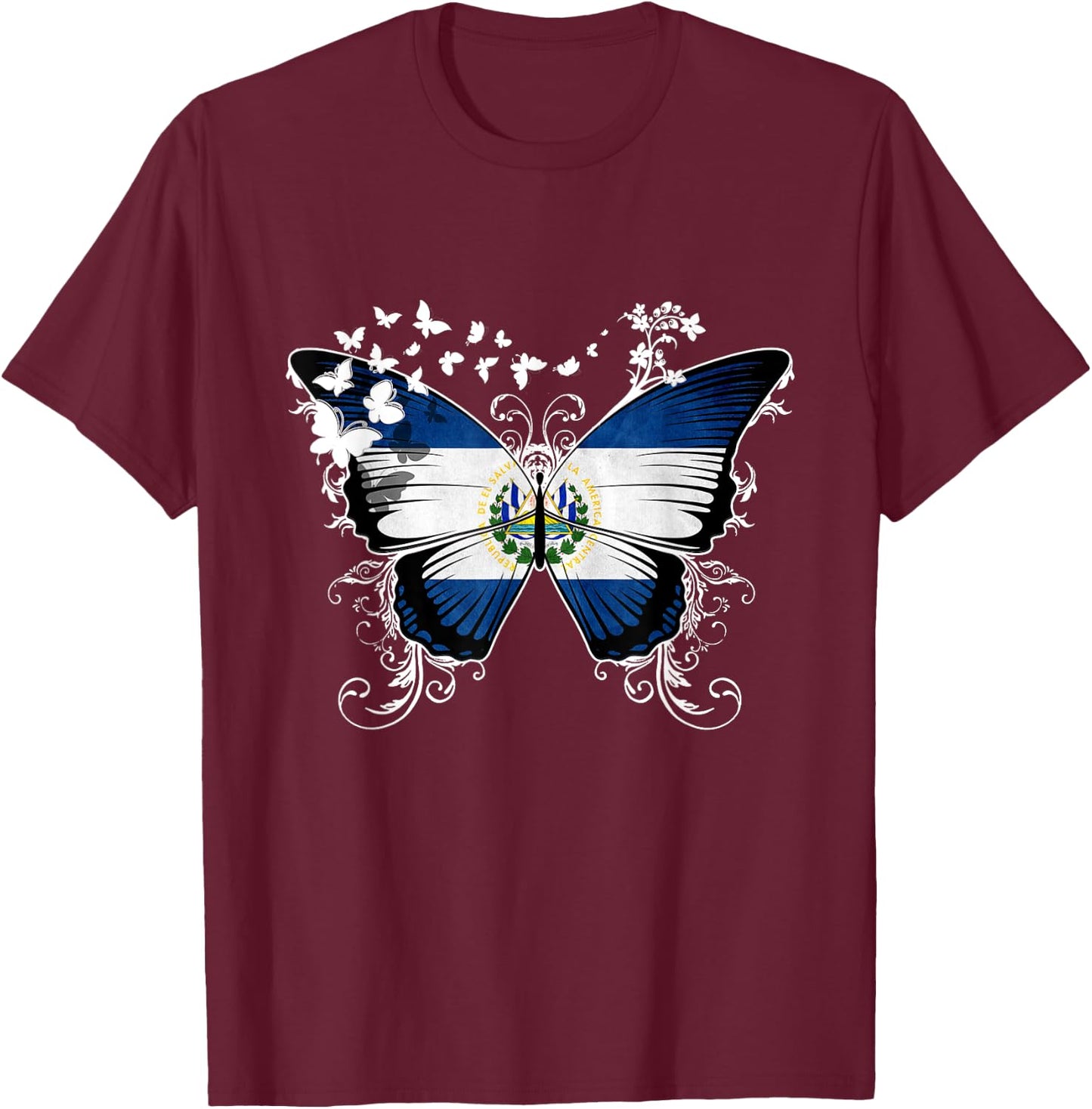 El Salvador Flag Salvadoran T-Shirt - T-Shirt | Maroon