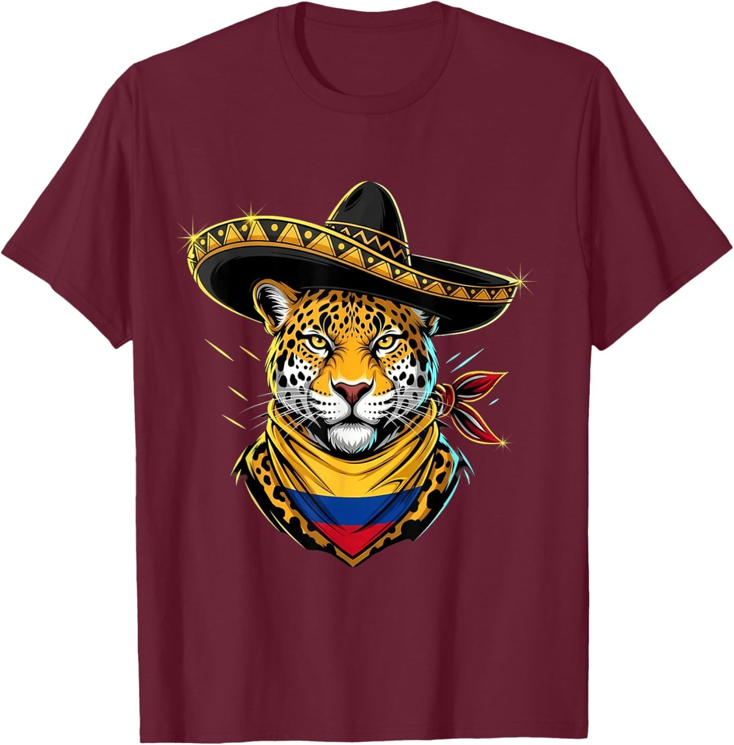 Colombia Flag Leopard Colombian Pride Colombian Roots T-Shirt - T-Shirt | Maroon