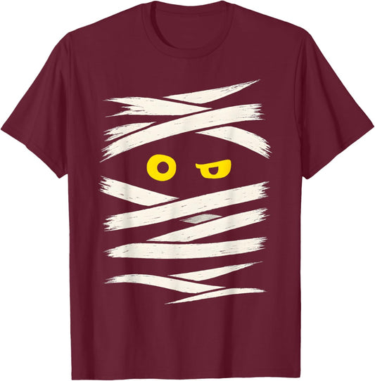 Mummy Wrap Eyes Costume Funny Scary Spooky Halloween T-Shirt - T-Shirt | Maroon
