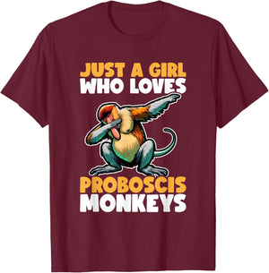 Proboscis Monkey T-Shirt - T-Shirt | Maroon