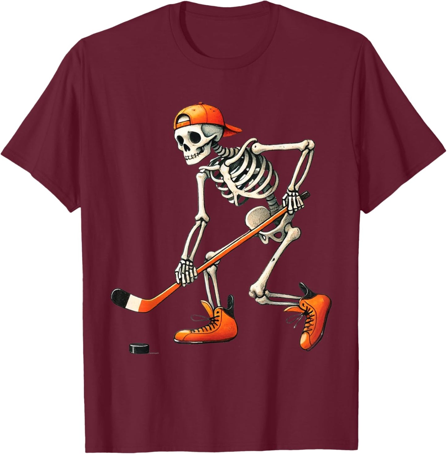 Skeleton Hockey Halloween Costume Sport Men Boys Kids T-Shirt - T-Shirt | Maroon