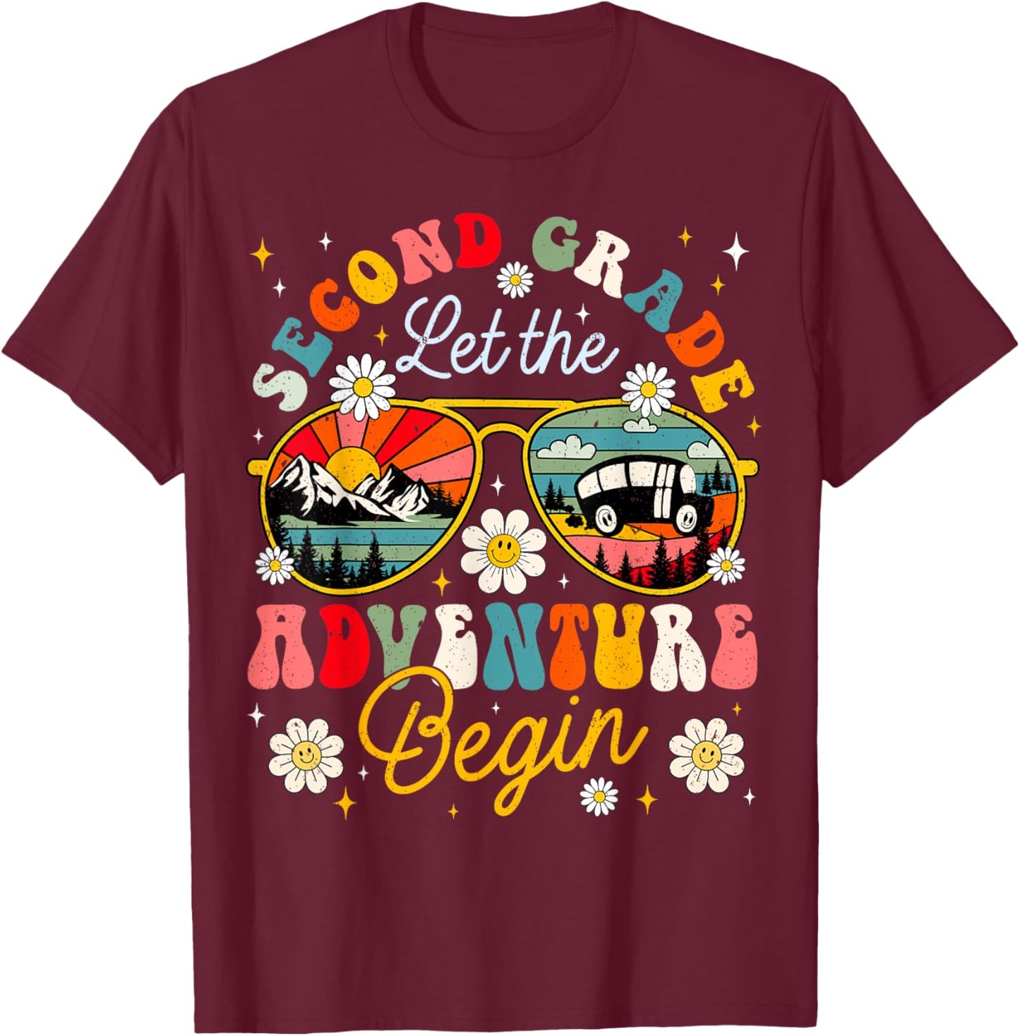 Let the 2nd Grade Adventure Begin Second Grade Teacher Women Kids T-Shirt - T-Shirt | Maroon