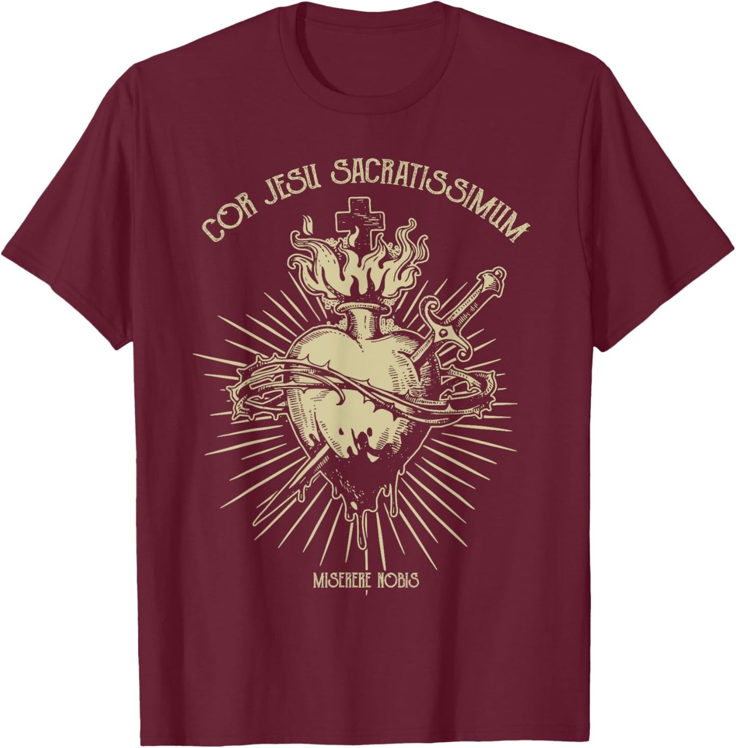 Sacred Heart Of Jesus Christian Catholic Devotion T-Shirt - T-Shirt | Maroon
