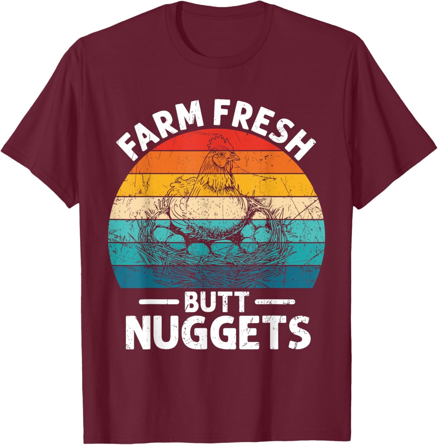 Farm fresh Butt Nuggets T-Shirt - T-Shirt | Maroon