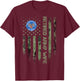 Vintage USA American Camo Flag Retired US Army Veteran Wife T-Shirt - T-Shirt | Maroon