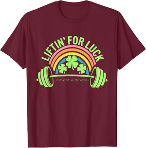 Liftin' for Luck Funny St Patricks Day Gym Workout Fitness T-Shirt - T-Shirt | Maroon