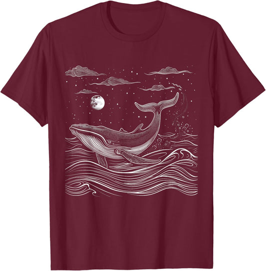 Blue Whale Humpback Whale Lover T-Shirt - T-Shirt | Maroon