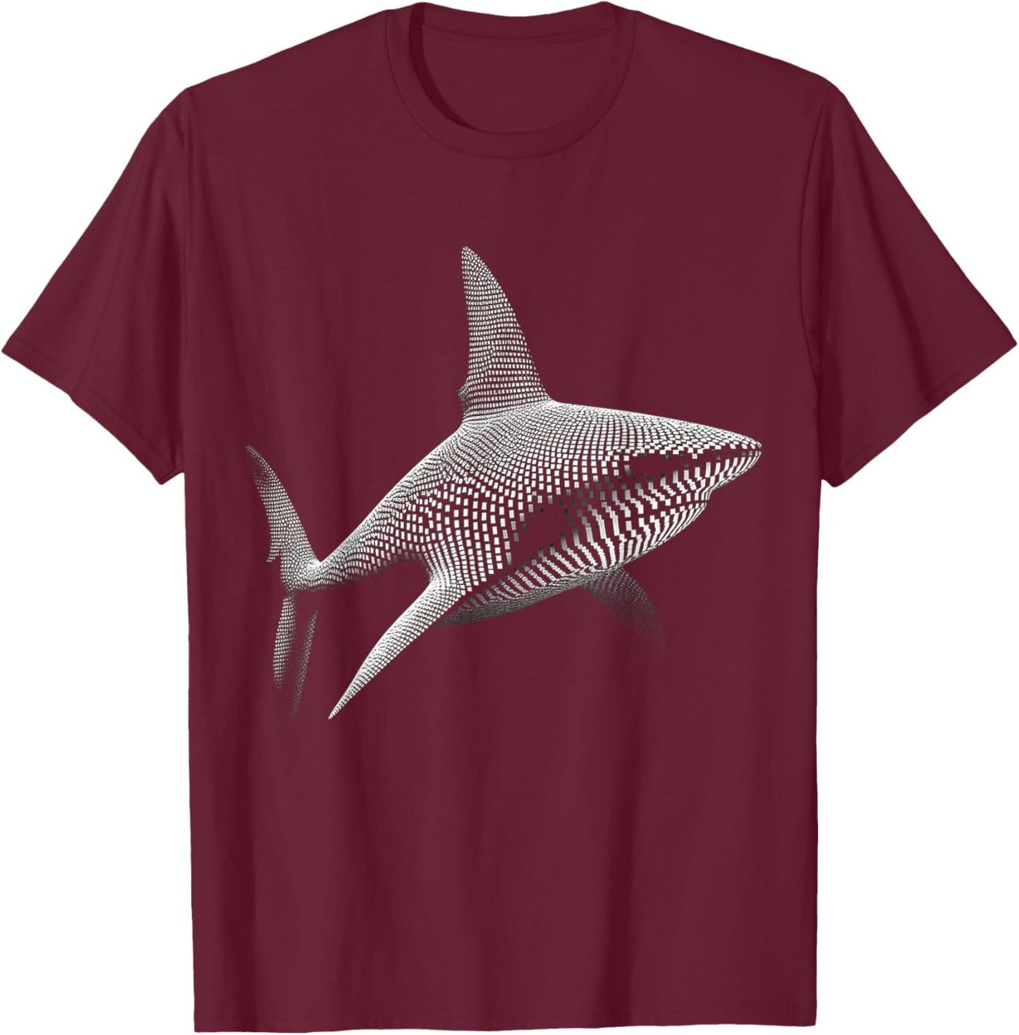 Shark Pixel Graphic Animal Art Shark T-Shirt - T-Shirt | Maroon