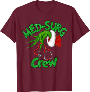 Retro Med-surg Crew Nurse Stethoscope Christmas Xmas Nursing T-Shirt - T-Shirt | Maroon