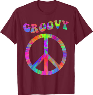 Groovy 70's Tie Dye Design Vintage 70s Gift Retro 70's des T-Shirt - T-Shirt | Maroon