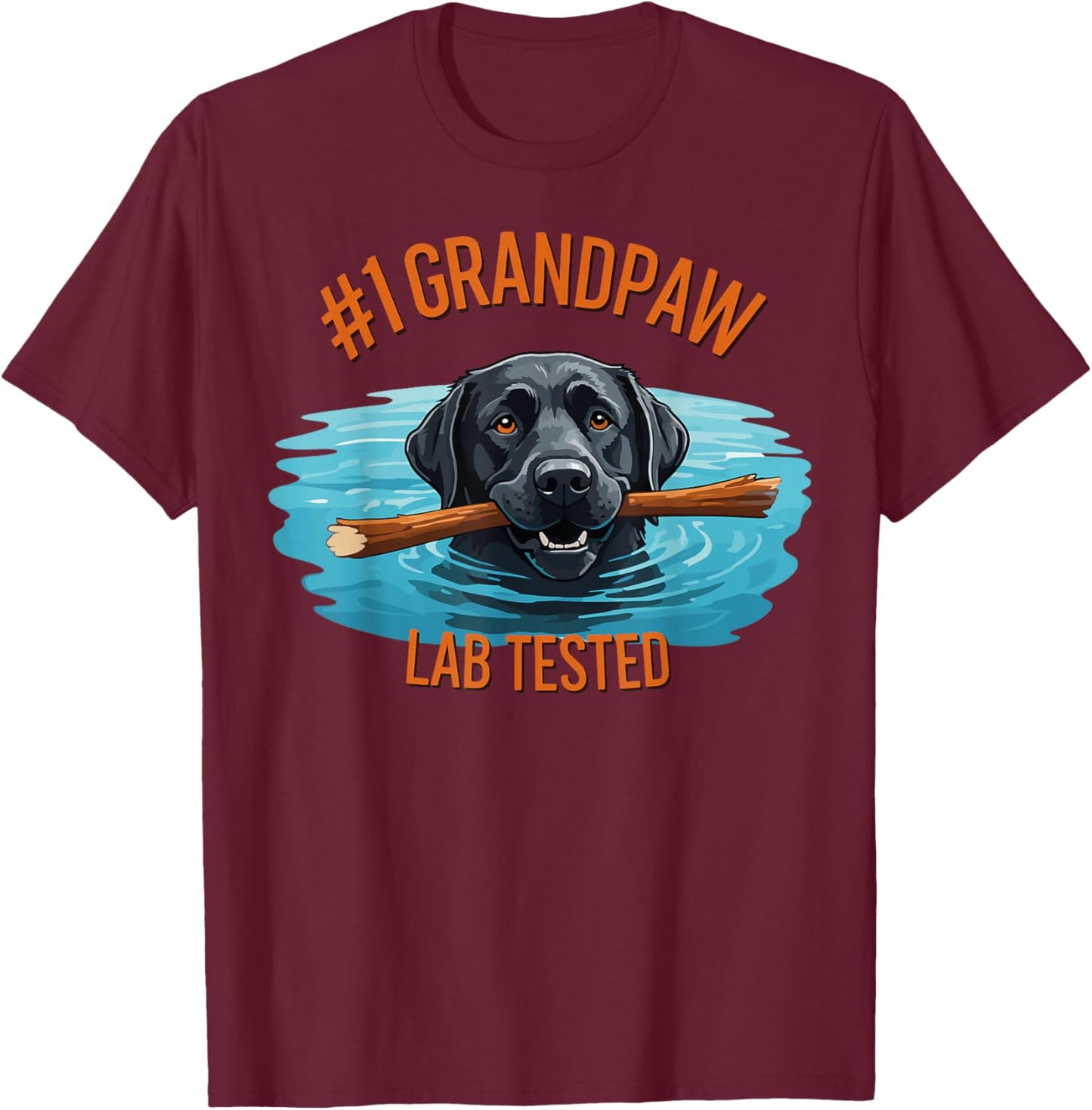 #1 GRANDPAW lab tested Best Dog Grandpa Labrador Retriever T-Shirt - T-Shirt | Maroon