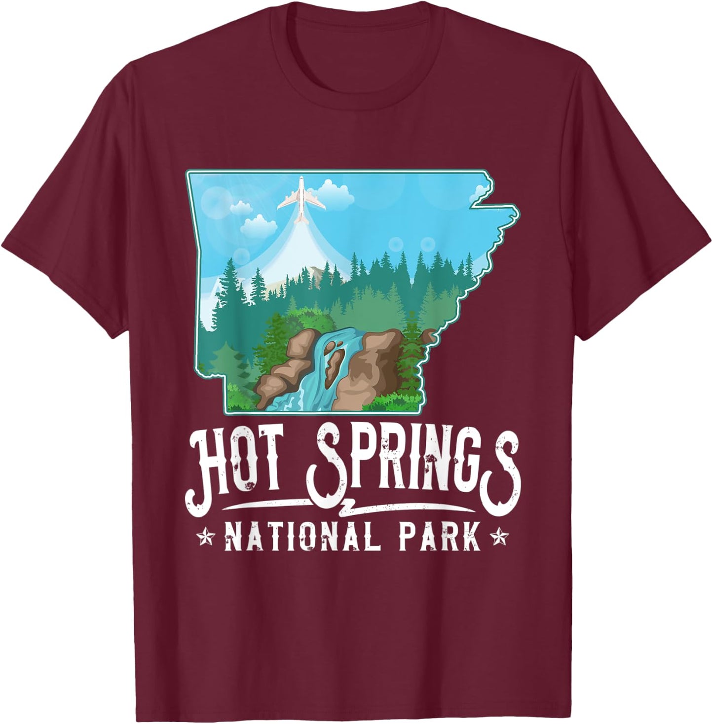 Retro Funny Vintage Hot Springs Women Men Arkansas AR Lover T-Shirt - T-Shirt | Maroon