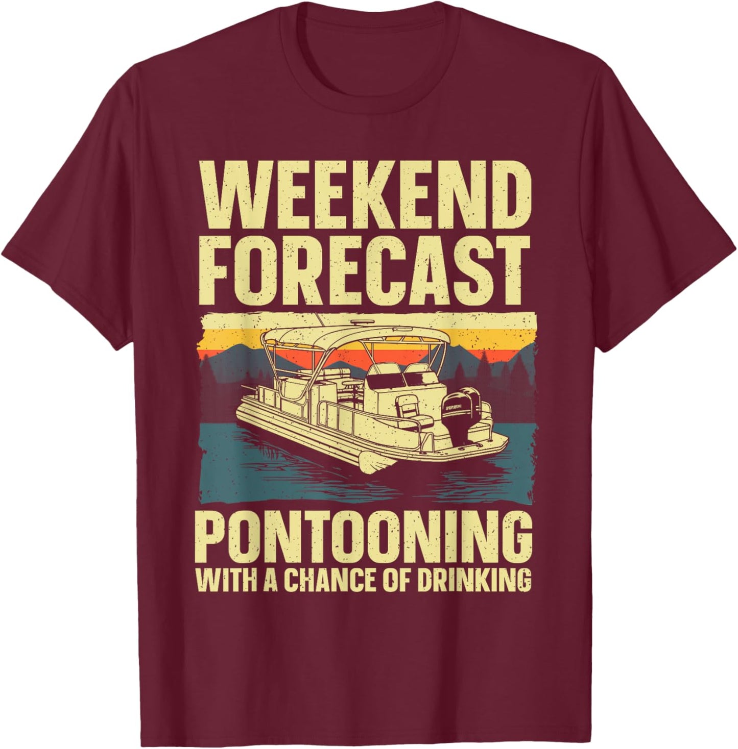 Funny Pontoon Boat Art Women Lake Boating Captain T-Shirt - T-Shirt | Maroon