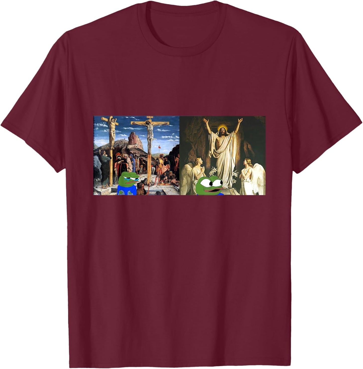 Apu Apustaja HE HAS RISEN Miracle Jesus T-Shirt - T-Shirt | Maroon