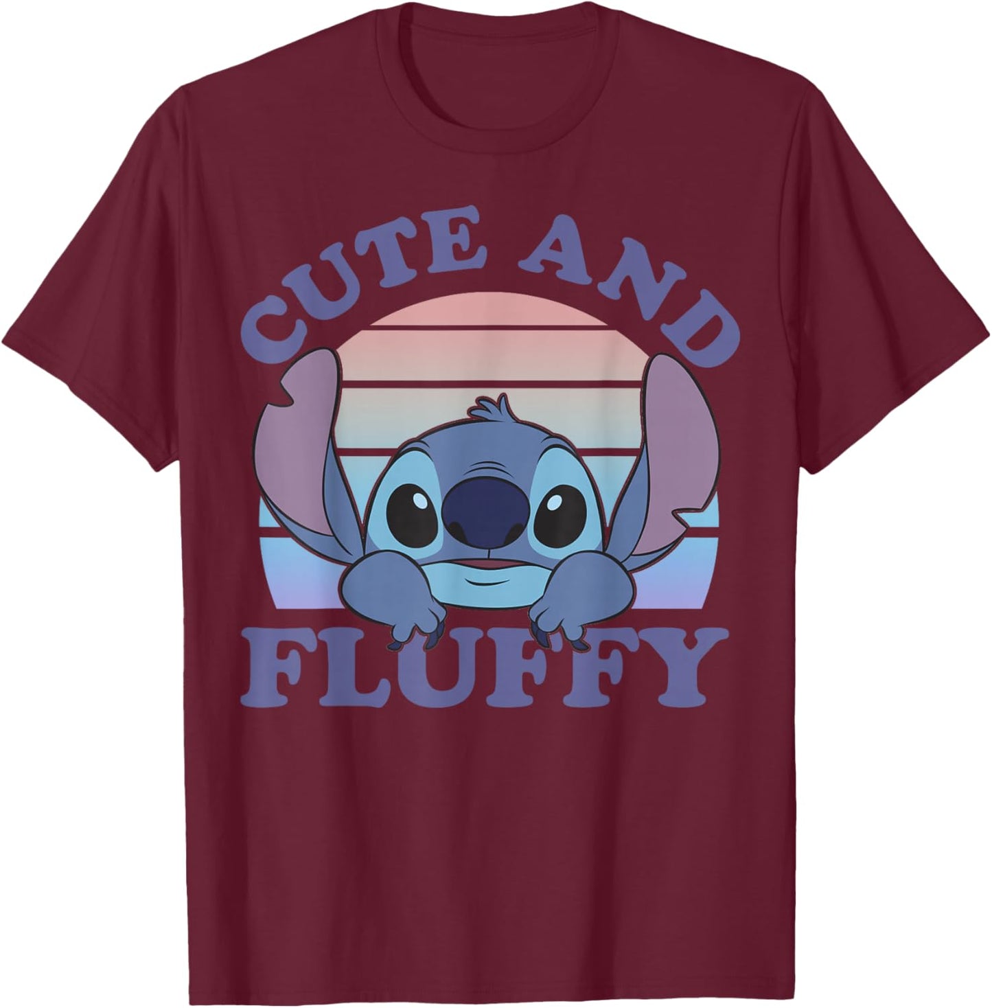 Disney Lilo & Stitch 626 Stitch Day Cute and Fluffy Portrait T-Shirt - T-Shirt | Maroon