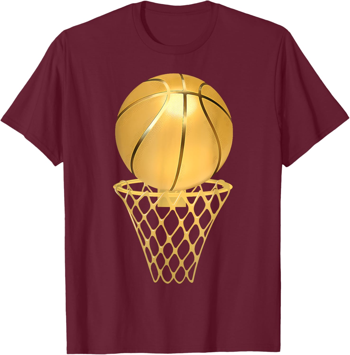 Basketball Player Trophy Game Coach Sports Lover Gold T-Shirt - T-Shirt | Maroon