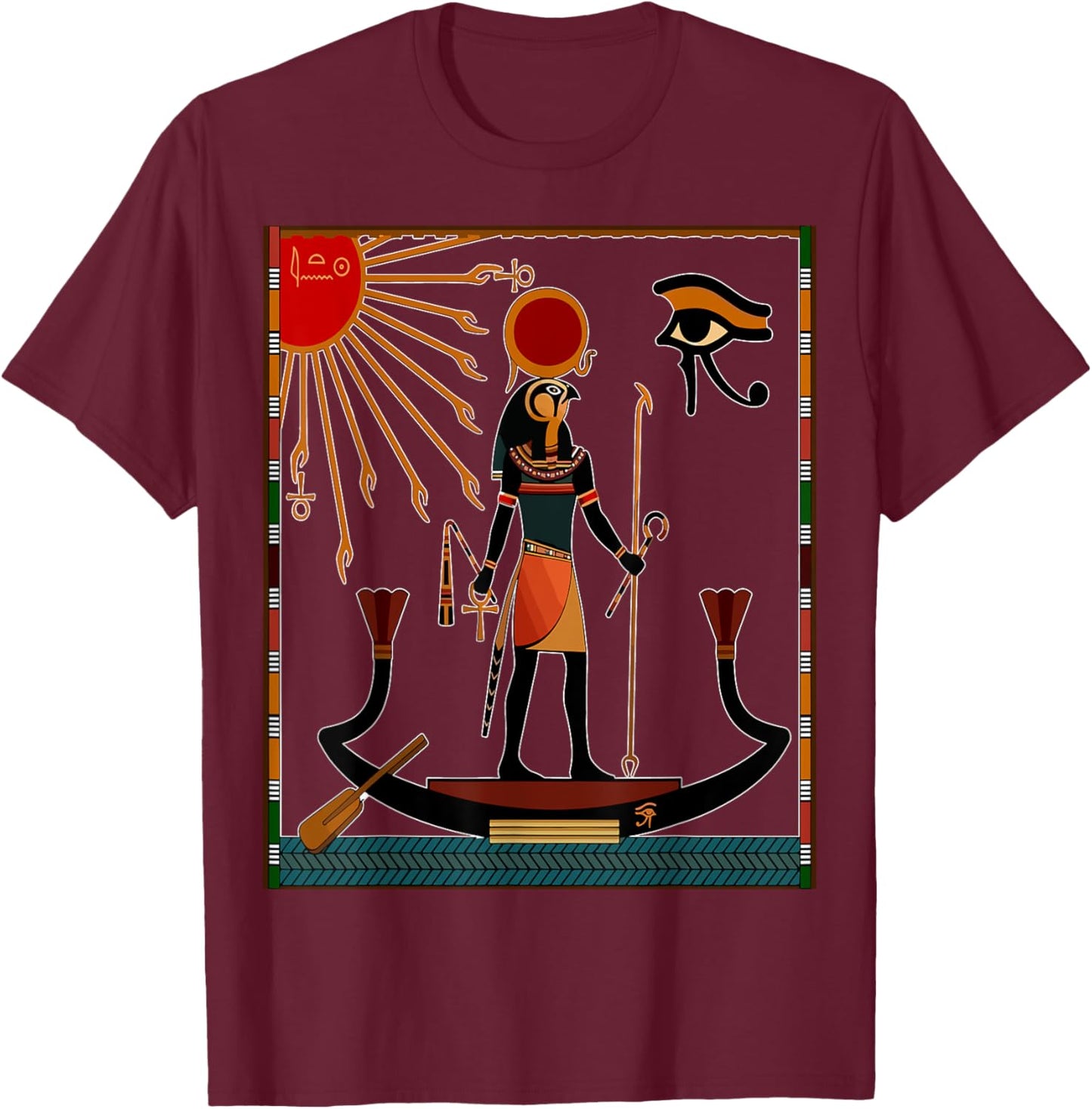 Ra Ancient Egyptian God | RA Egyptian God T-Shirt - T-Shirt | Maroon