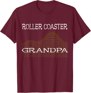 Roller Coaster Grandpa Senior Thrillseeker Amusement Park T-Shirt - T-Shirt | Maroon